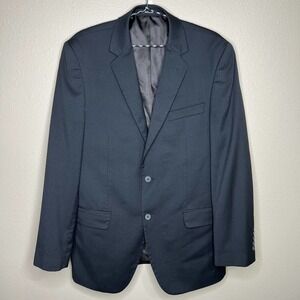 Pronto Uomo Platinum Men's Black Wool Single Breasted Blazer Size 42L